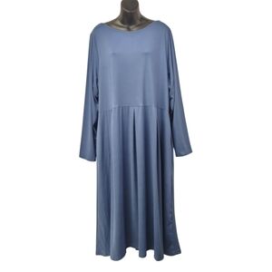 24seven Women's Plus Size 3X Blue Long Sleeve Fit & Flare Midi Dress NWOT